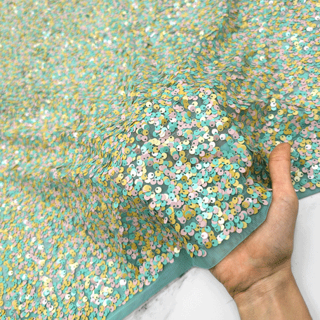 پارچه تور پولک دوزی مولتی رنگ 10 مولتی کالر 