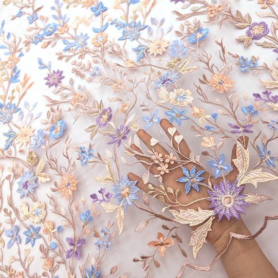 پارچه تور گلدوزی رنگ 1-9 