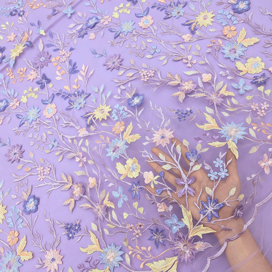 پارچه تور گلدوزی رنگ 1-8 