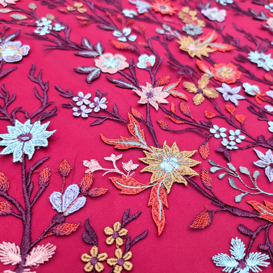 پارچه تور گلدوزی رنگ 1-10 