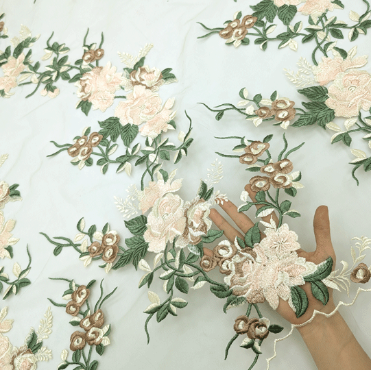 پارچه تور گلدوزی رنگ 18 