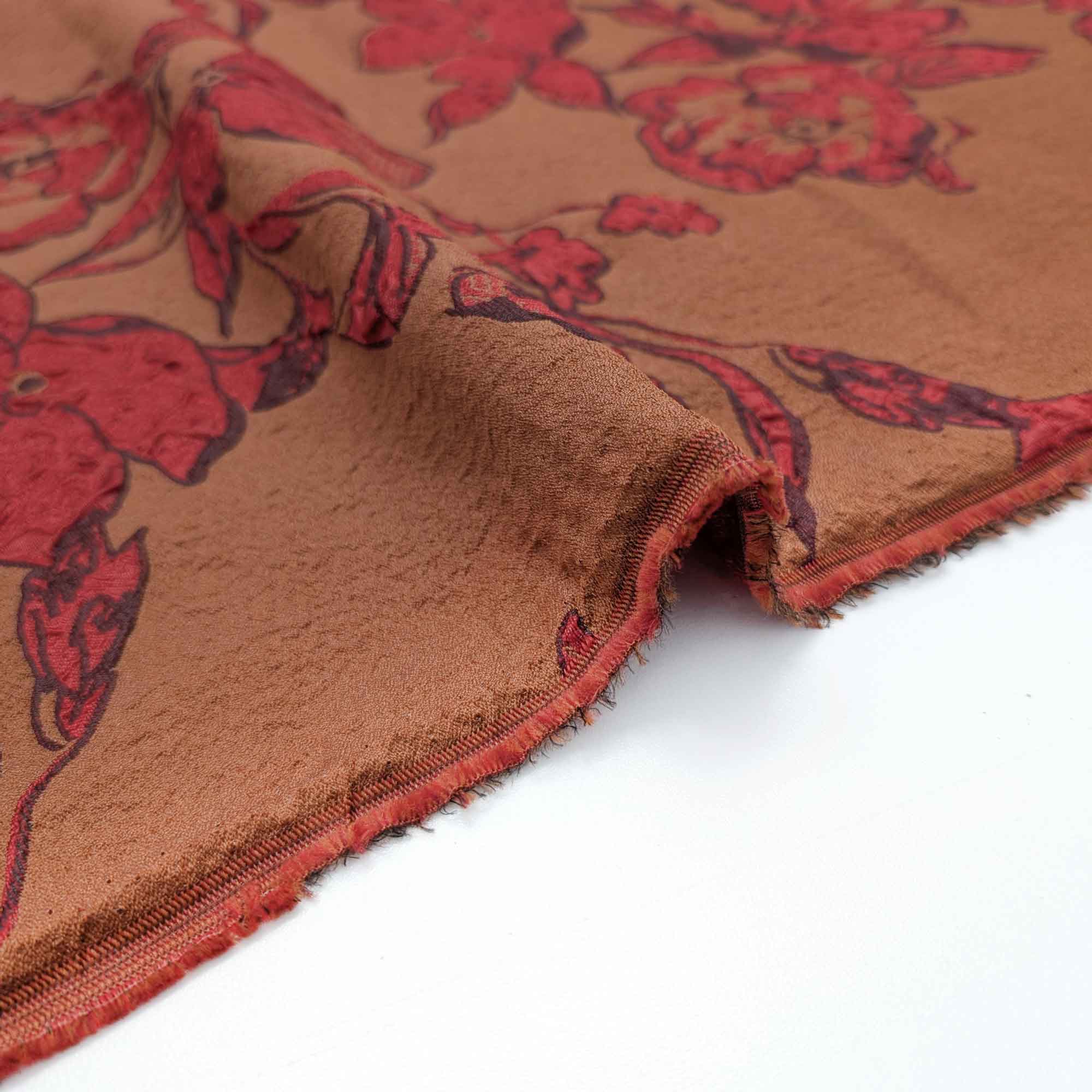 پارچه ژاکارد پفکی ترک 230 رنگ آجری 