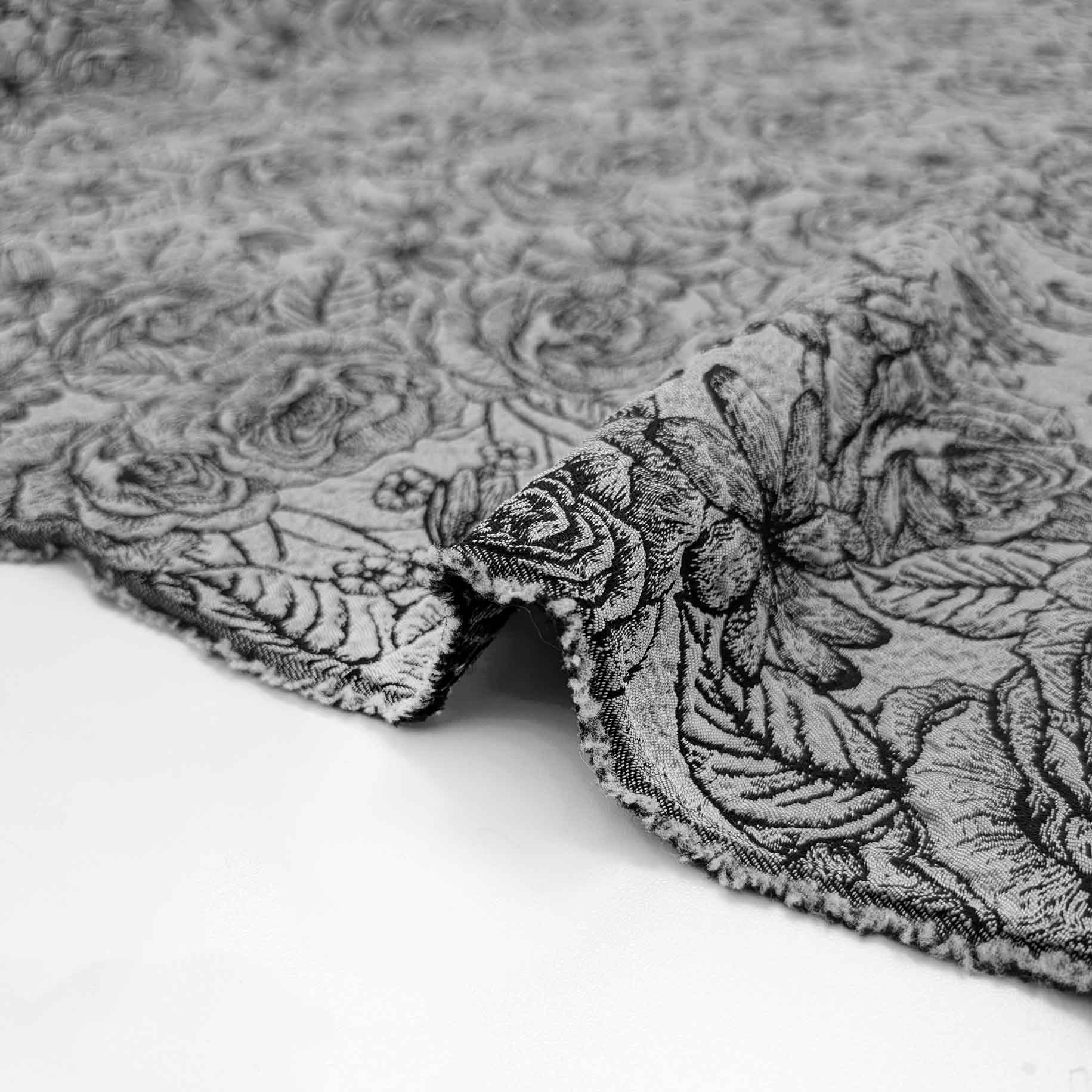 پارچه ژاکارد پفکی ترک 228 رنگ طوسی مشکی 