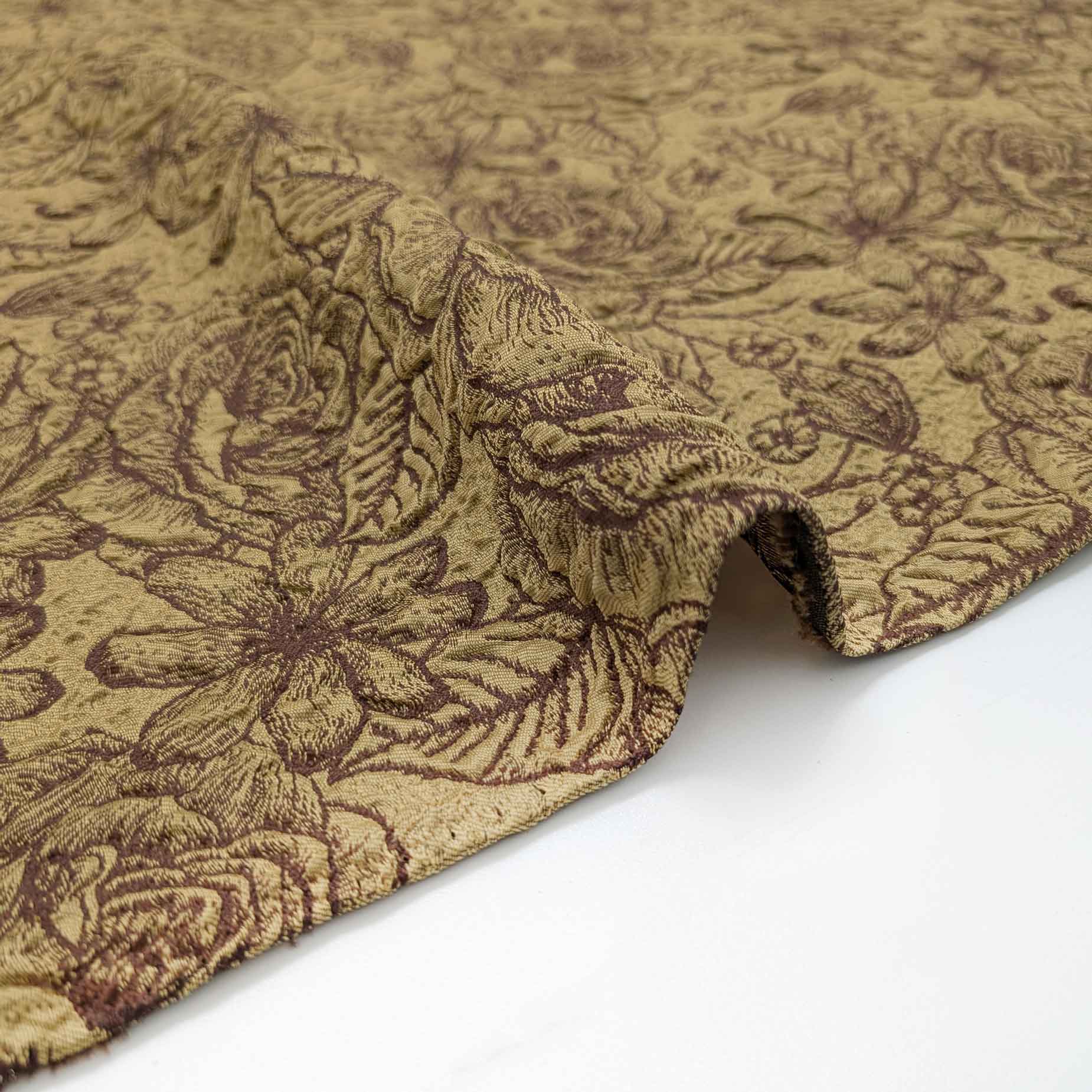 پارچه ژاکارد پفکی ترک 228 رنگ کهربایی 