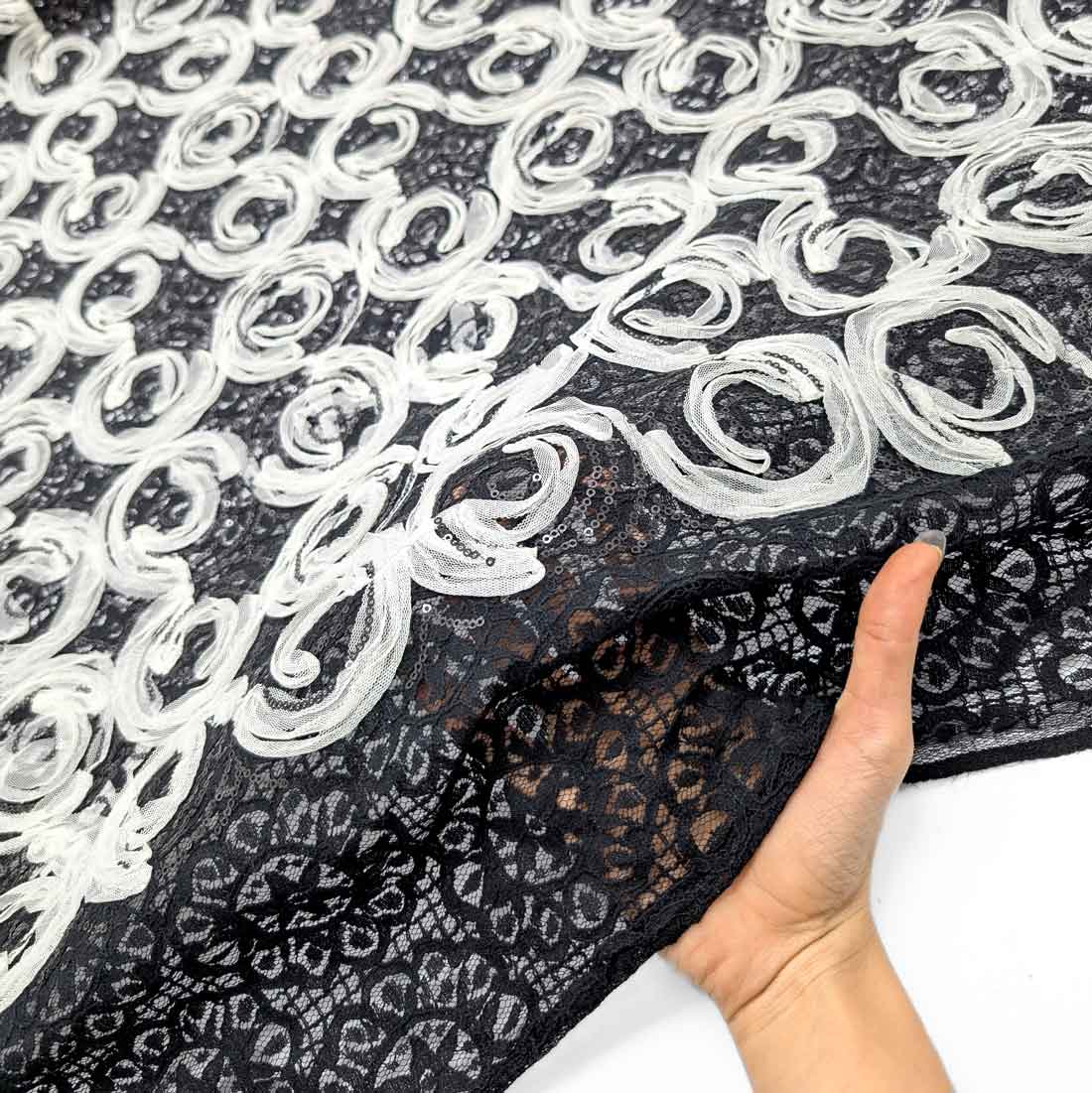 پارچه دانتل پچ ورک 9 رنگ سفید مشکی 