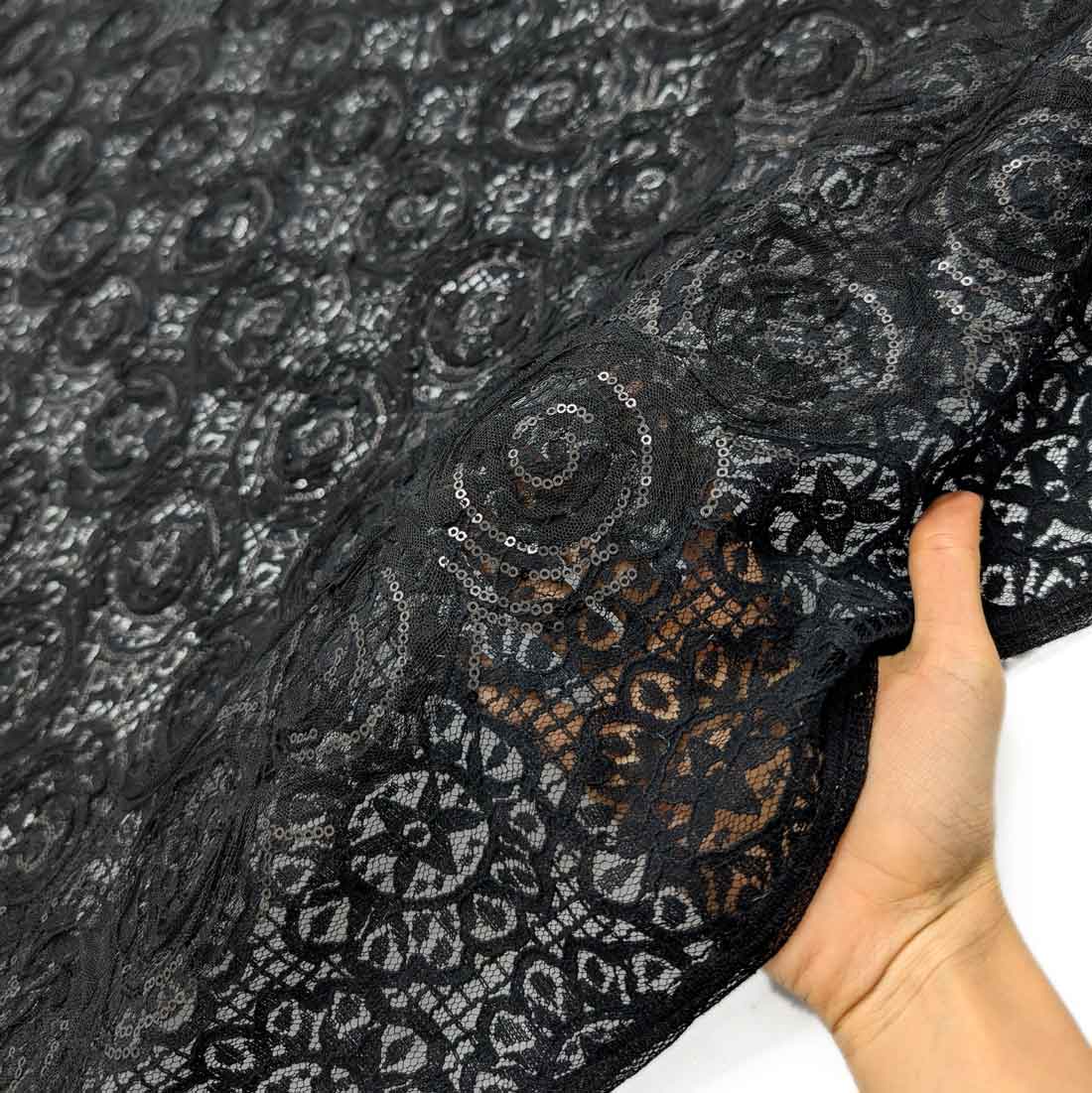 پارچه دانتل پچ ورک 9 رنگ مشکی 