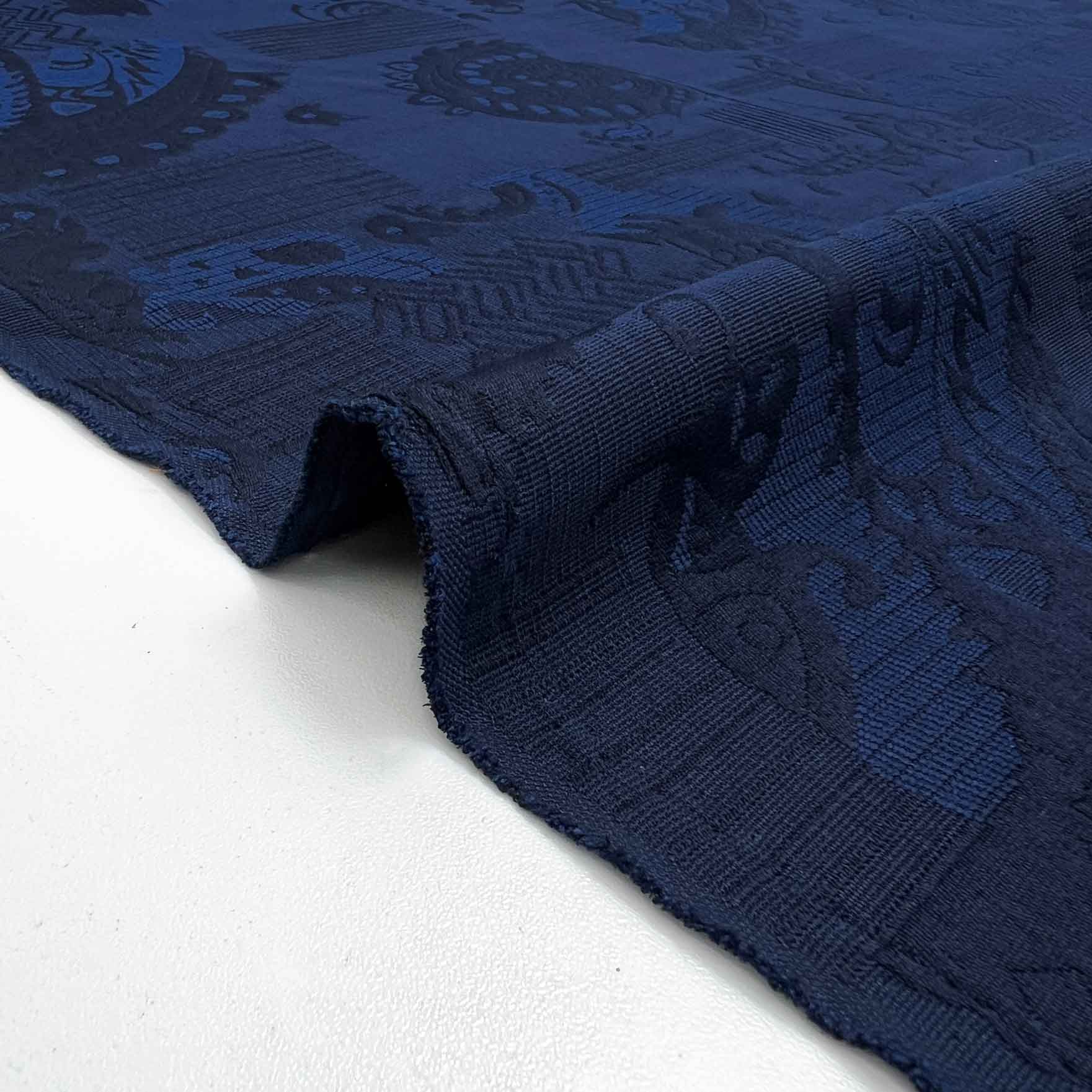 پارچه ژاکارد کتان 234 رنگ سرمه ای 