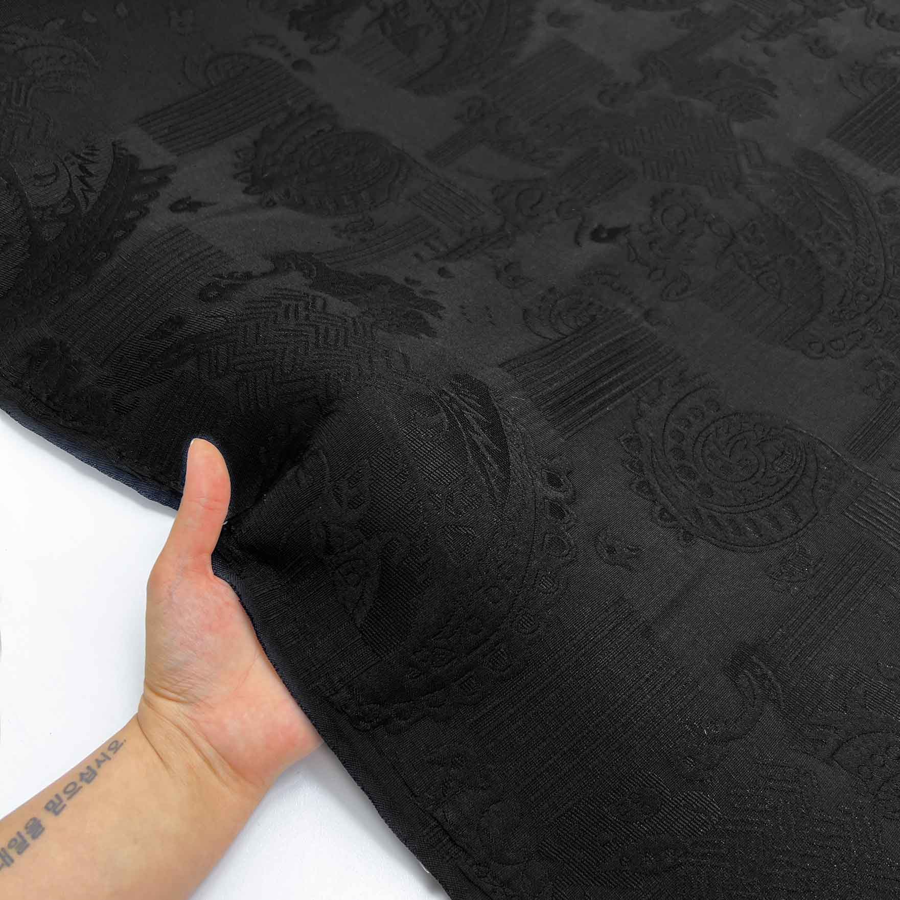 پارچه ژاکارد کتان 234 رنگ مشکی 