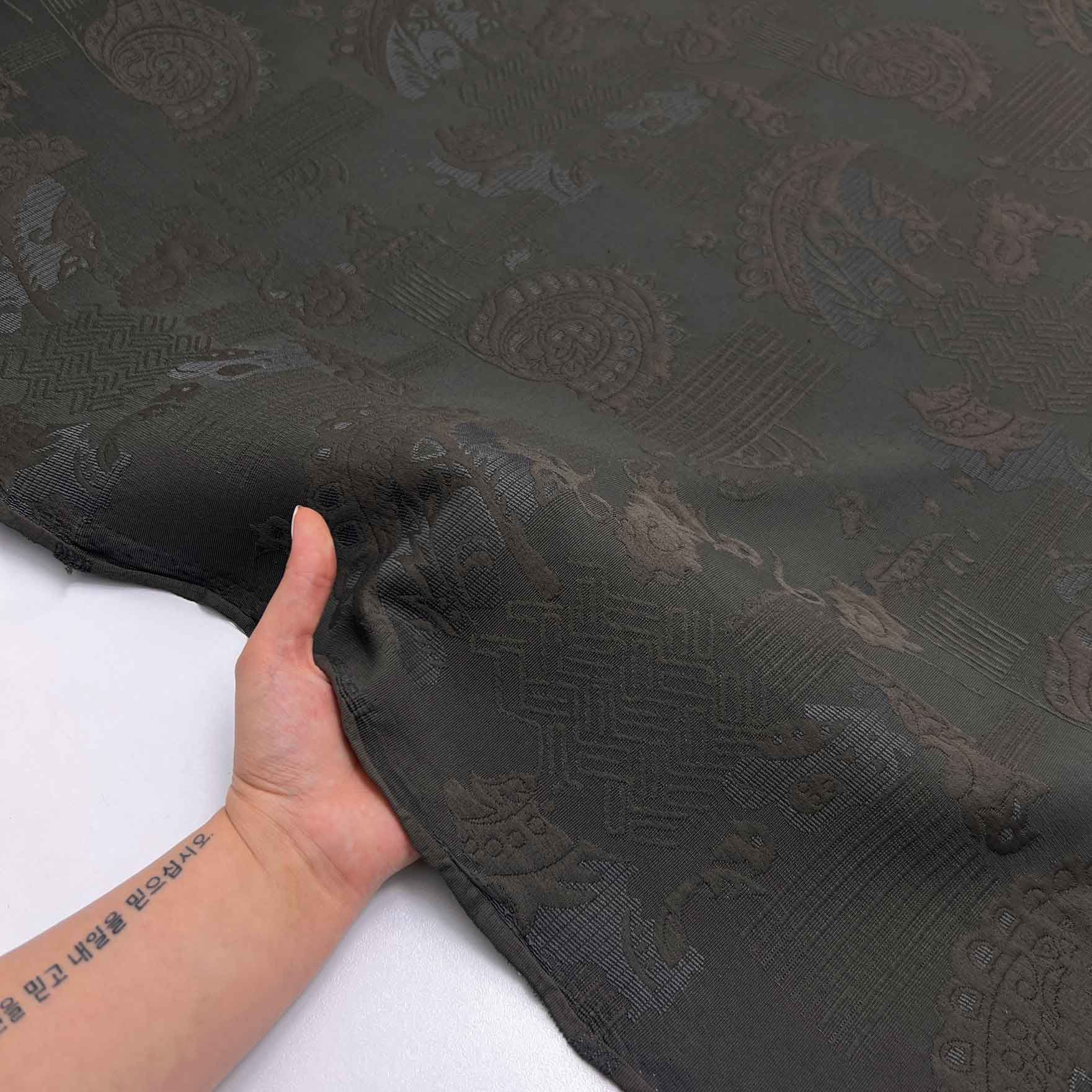 پارچه ژاکارد کتان 234 رنگ طوسی سبز 