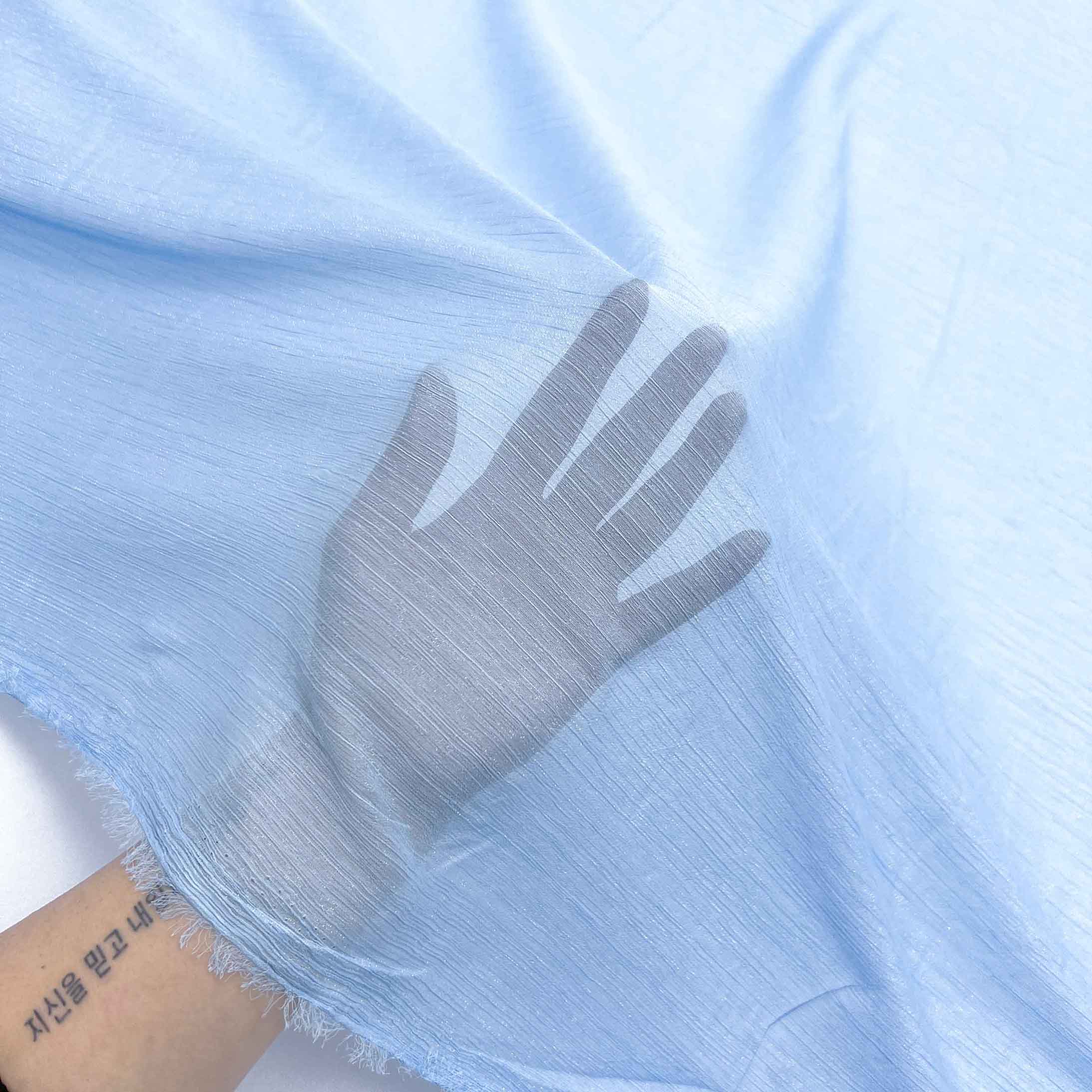 پارچه حریر شاین رنگ آسمانی 