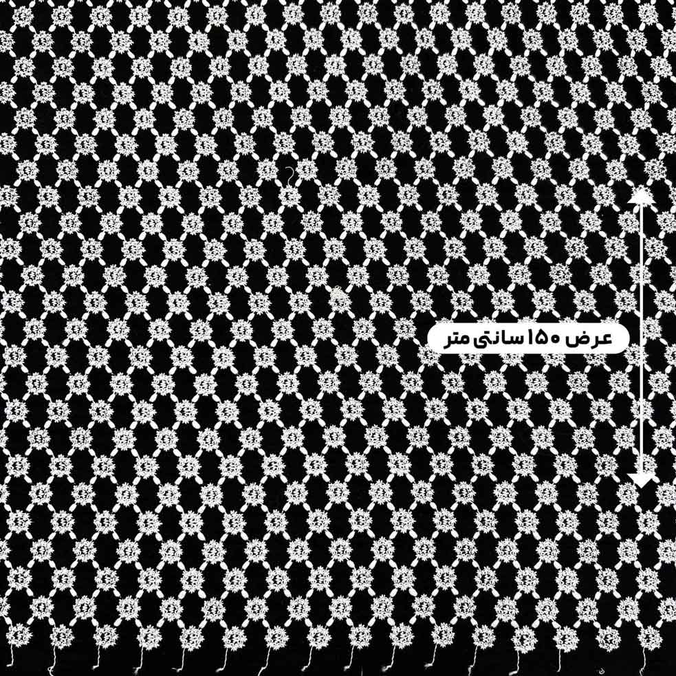 پارچه وال بوندینگ خامه دوزی رنگ سفید مشکی 