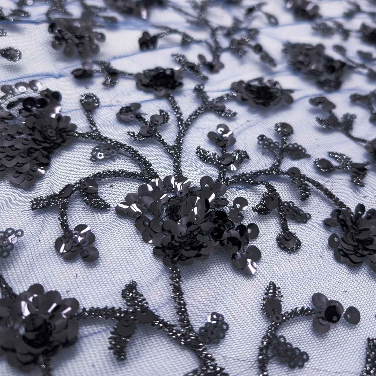 پارچه تور پولک دوزی رنگ 20 سرمه ای 