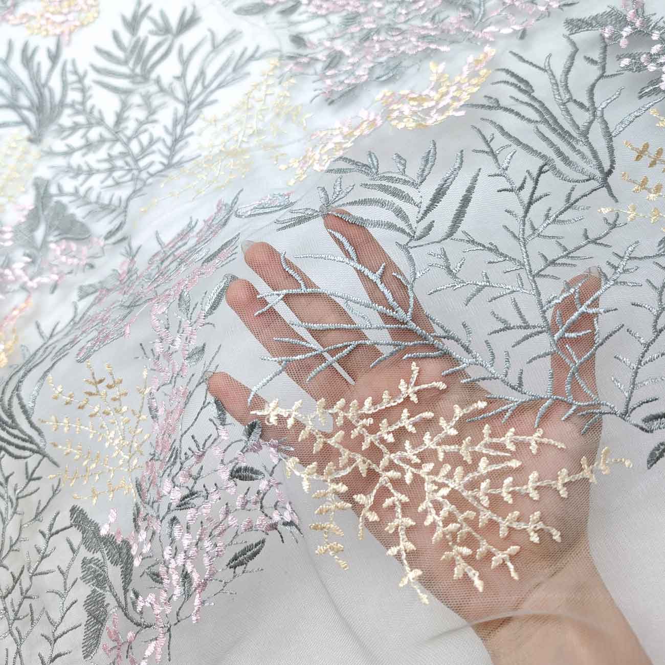 پارچه تور گلدوزی رنگ 21 