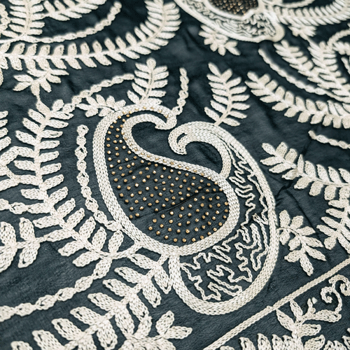 پارچه حریر سوزن دوزی هندی 16 رنگ یشمی 