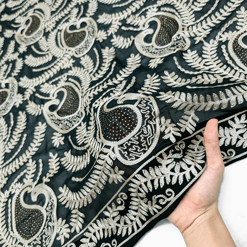 پارچه حریر سوزن دوزی هندی 16 رنگ یشمی 