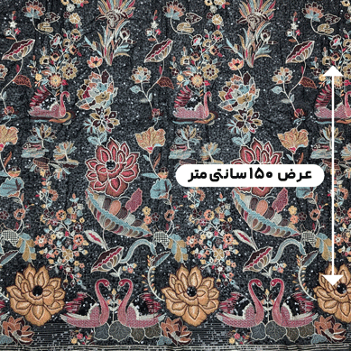 پارچه حریر سوزن دوزی هندی 18 رنگ مشکی 