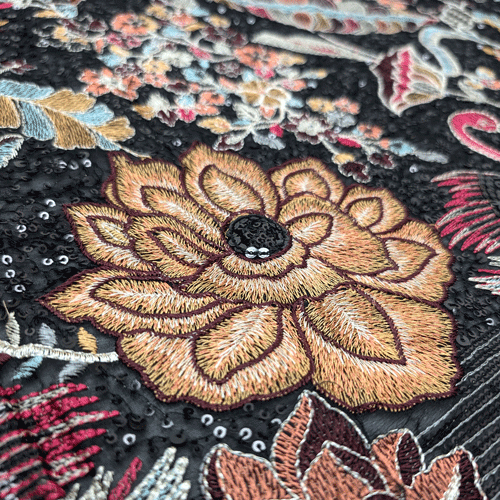 پارچه حریر سوزن دوزی هندی 18 رنگ مشکی 