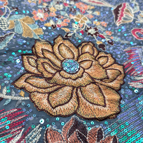 پارچه حریر سوزن دوزی هندی 18 رنگ آبی 