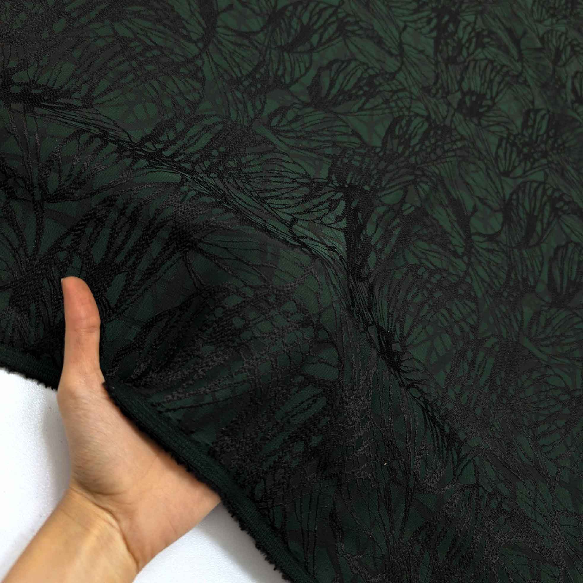 پارچه ژاکارد ابریشم 206 رنگ سبز مشکی 