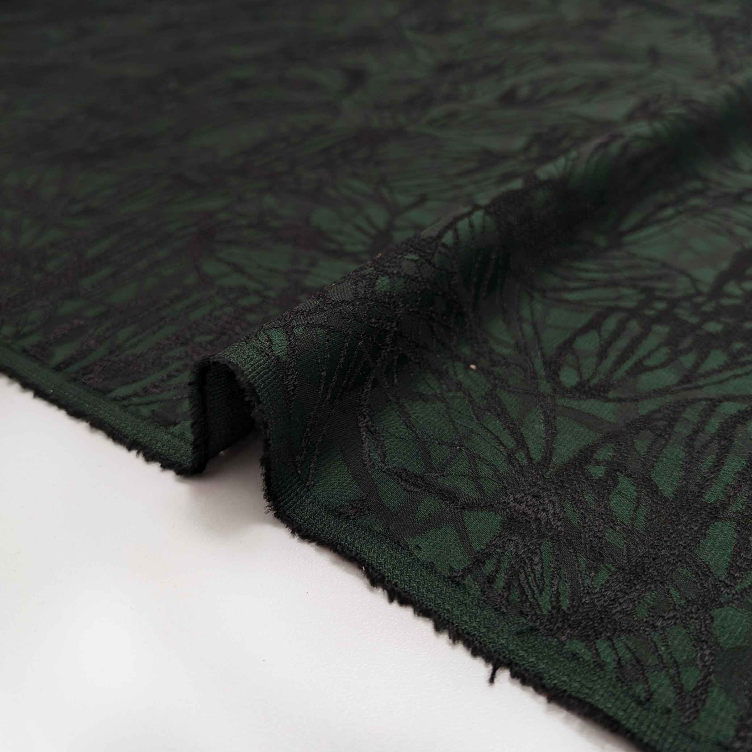 پارچه ژاکارد ابریشم 206 رنگ سبز مشکی 