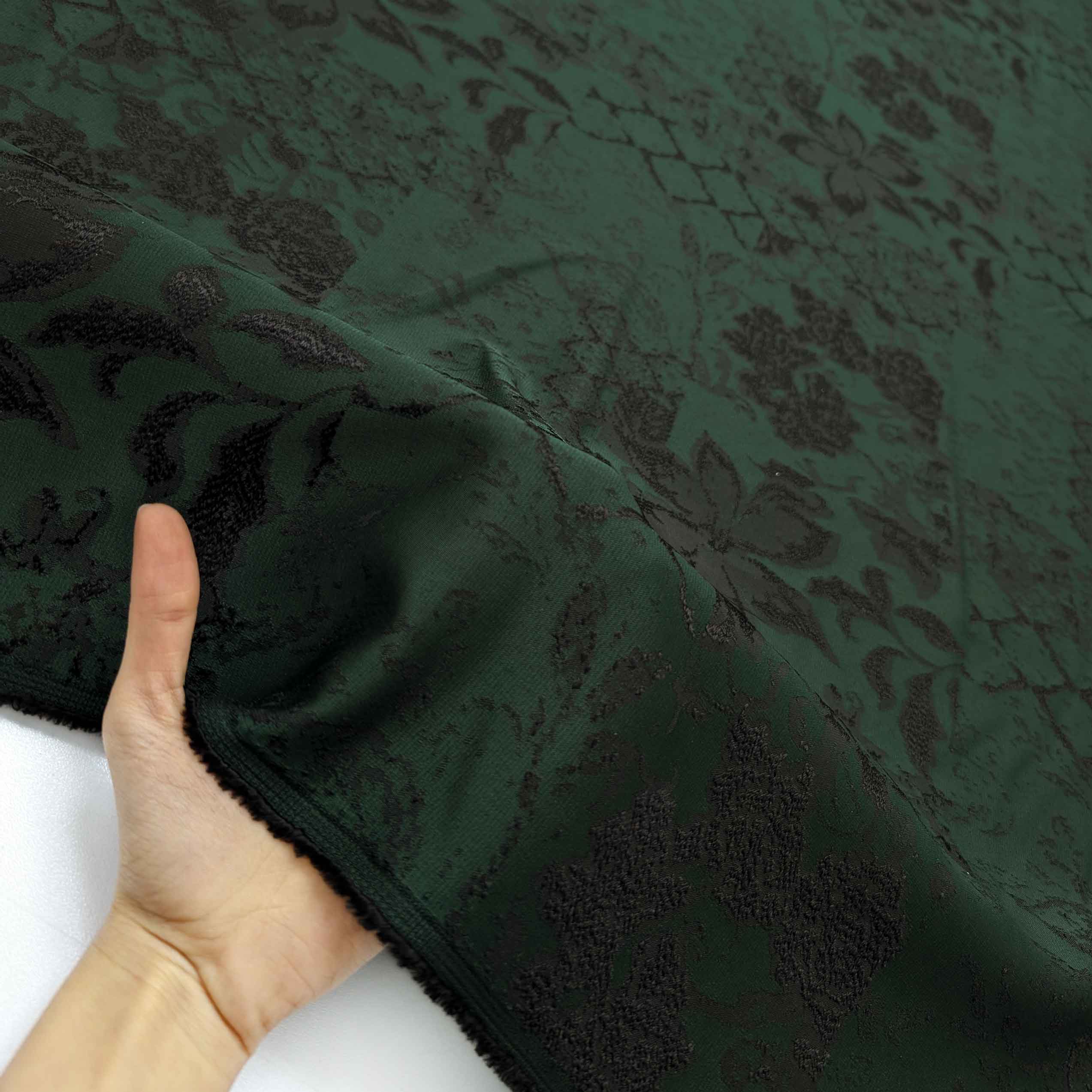 پارچه ژاکارد ابریشم 197 رنگ سبز مشکی 