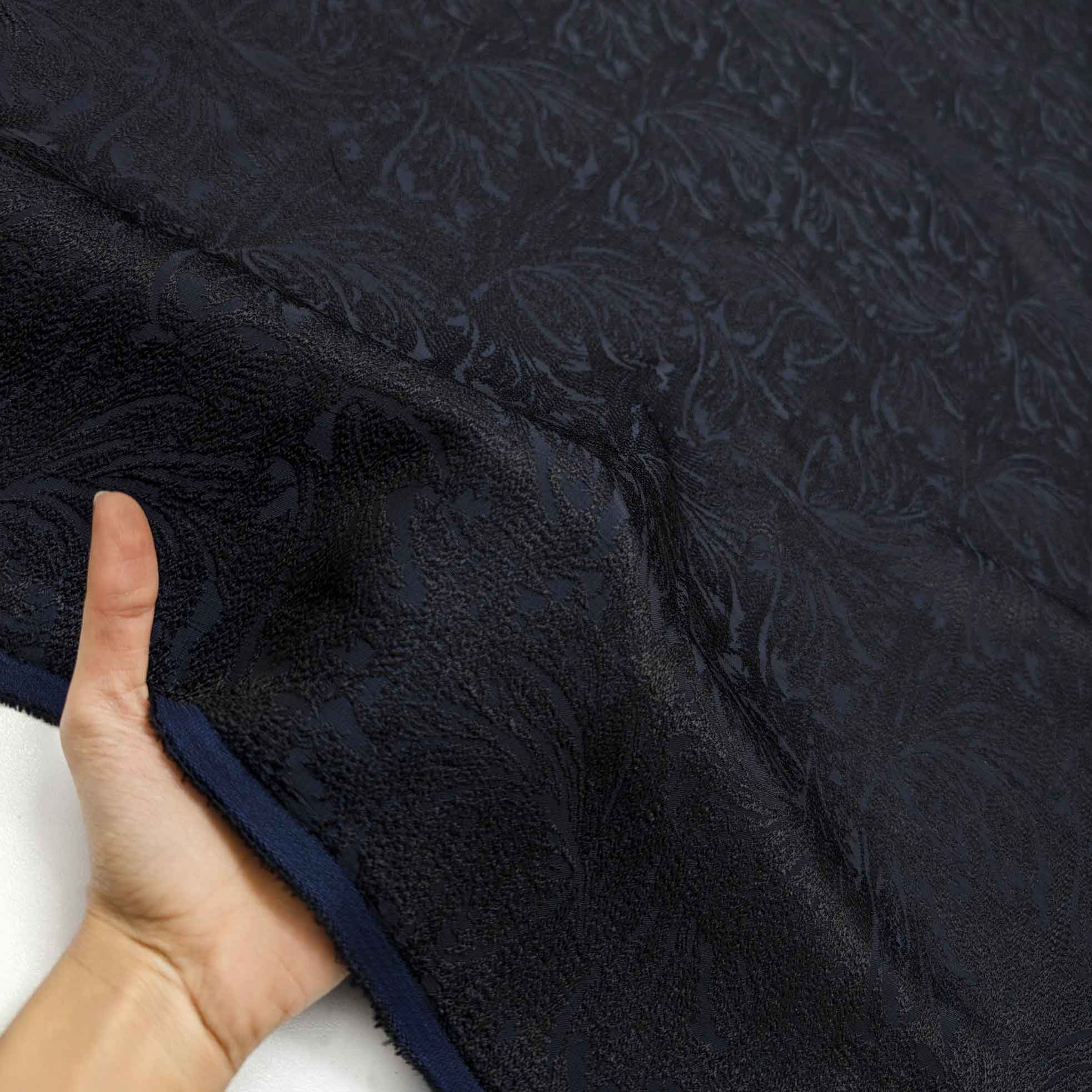 پارچه ژاکارد ابریشم 155 رنگ سرمه ای مشکی 