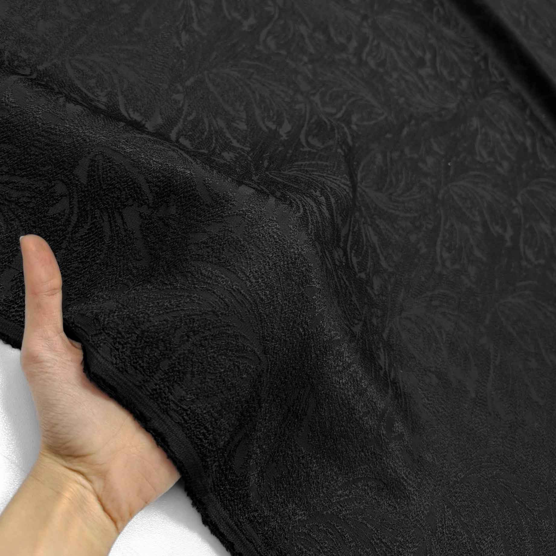 پارچه ژاکارد ابریشم 155 رنگ مشکی 