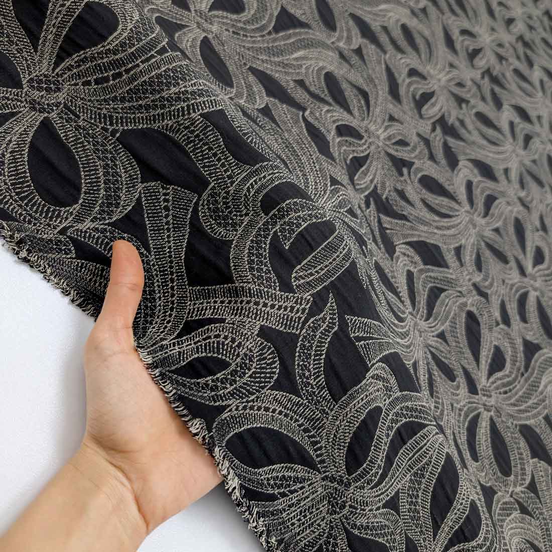 پارچه ژاکارد پنبه ترک 235 رنگ مشکی 