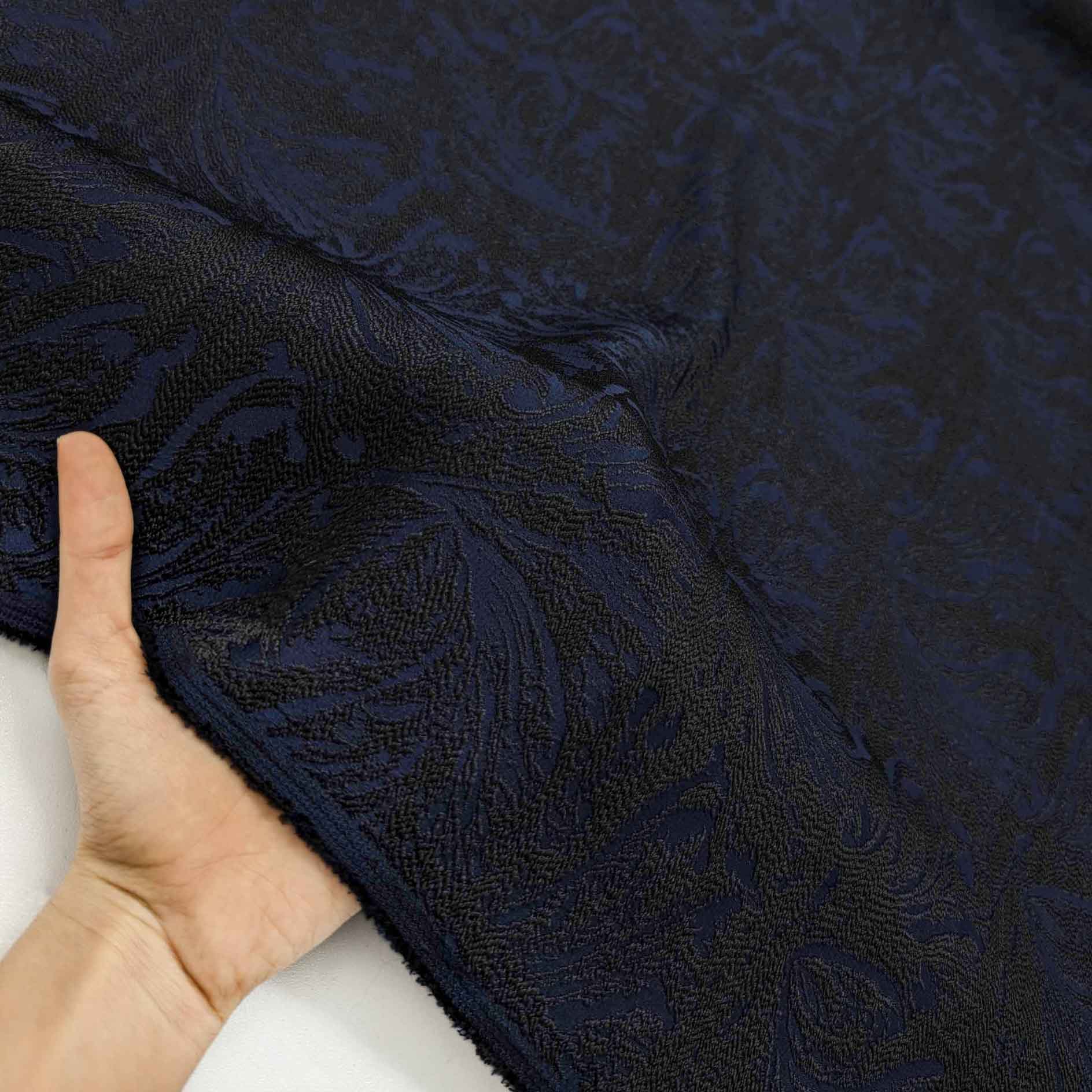 پارچه ژاکارد ویسکوز 155 رنگ سرمه ای مشکی + 