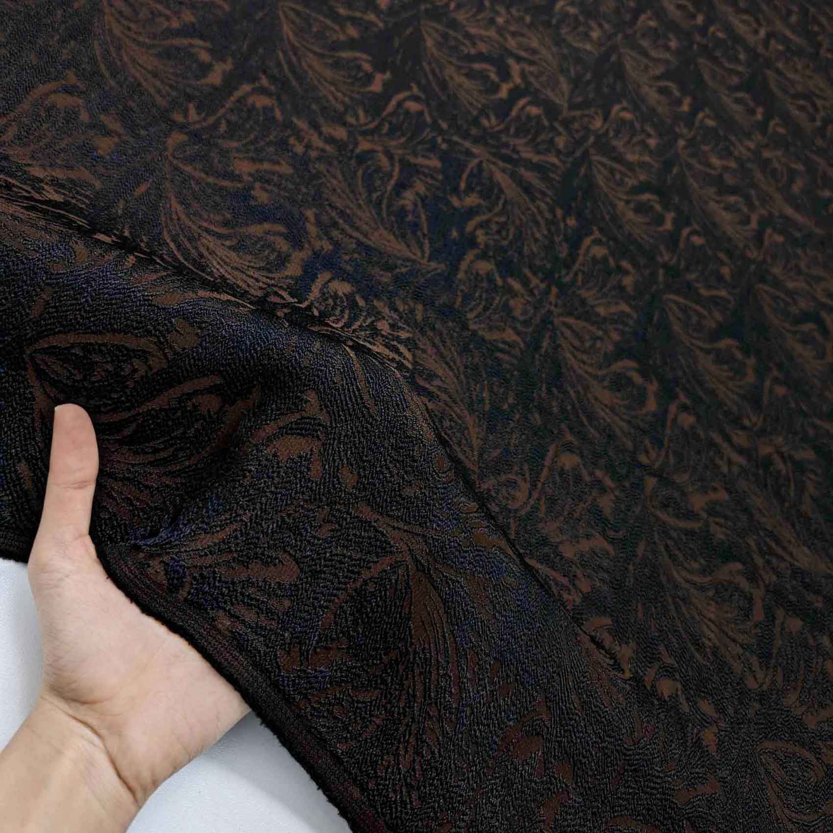 پارچه ژاکارد ویسکوز 155 رنگ شکلاتی مشکی + 