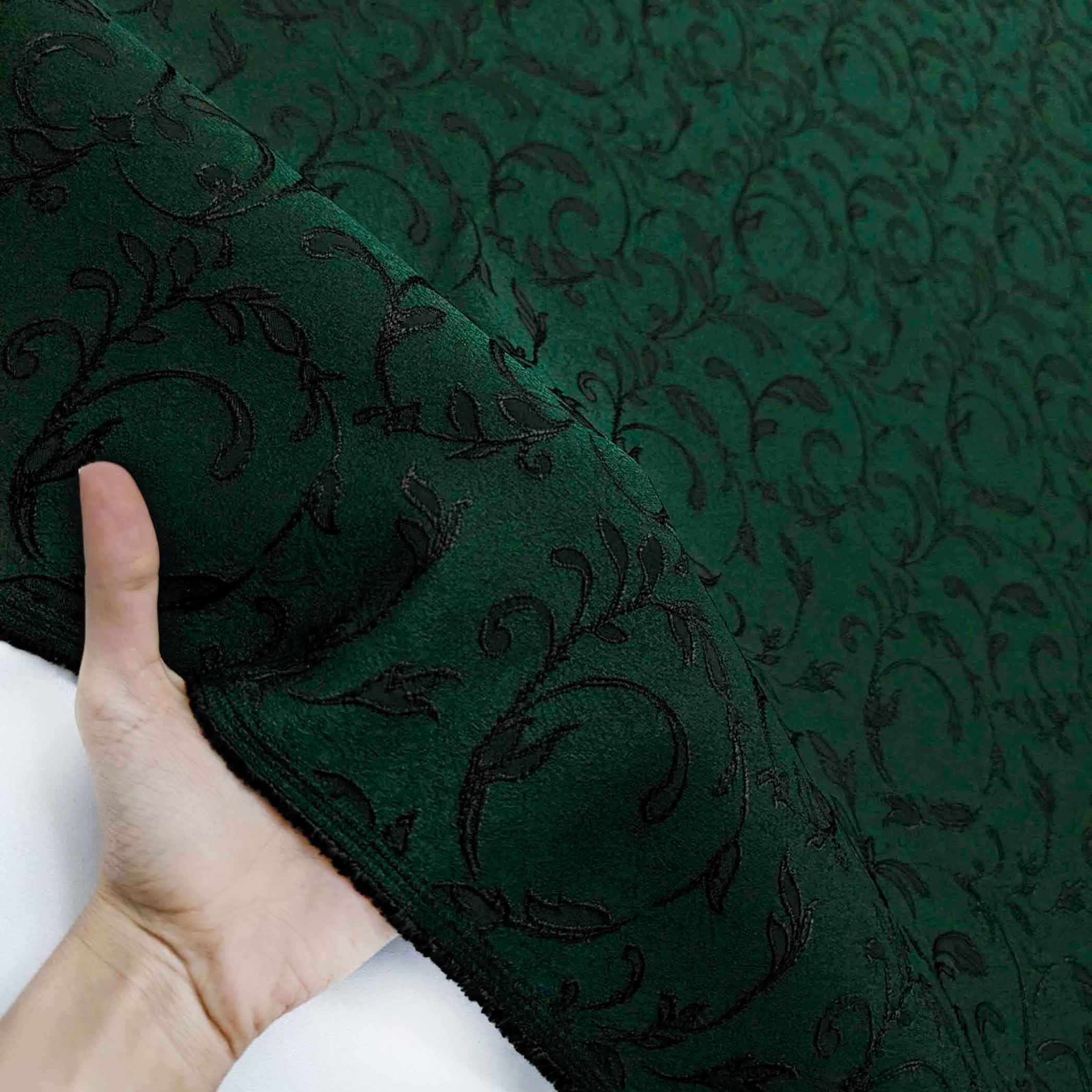 پارچه ژاکارد ویسکوز 192 رنگ سبز مشکی 