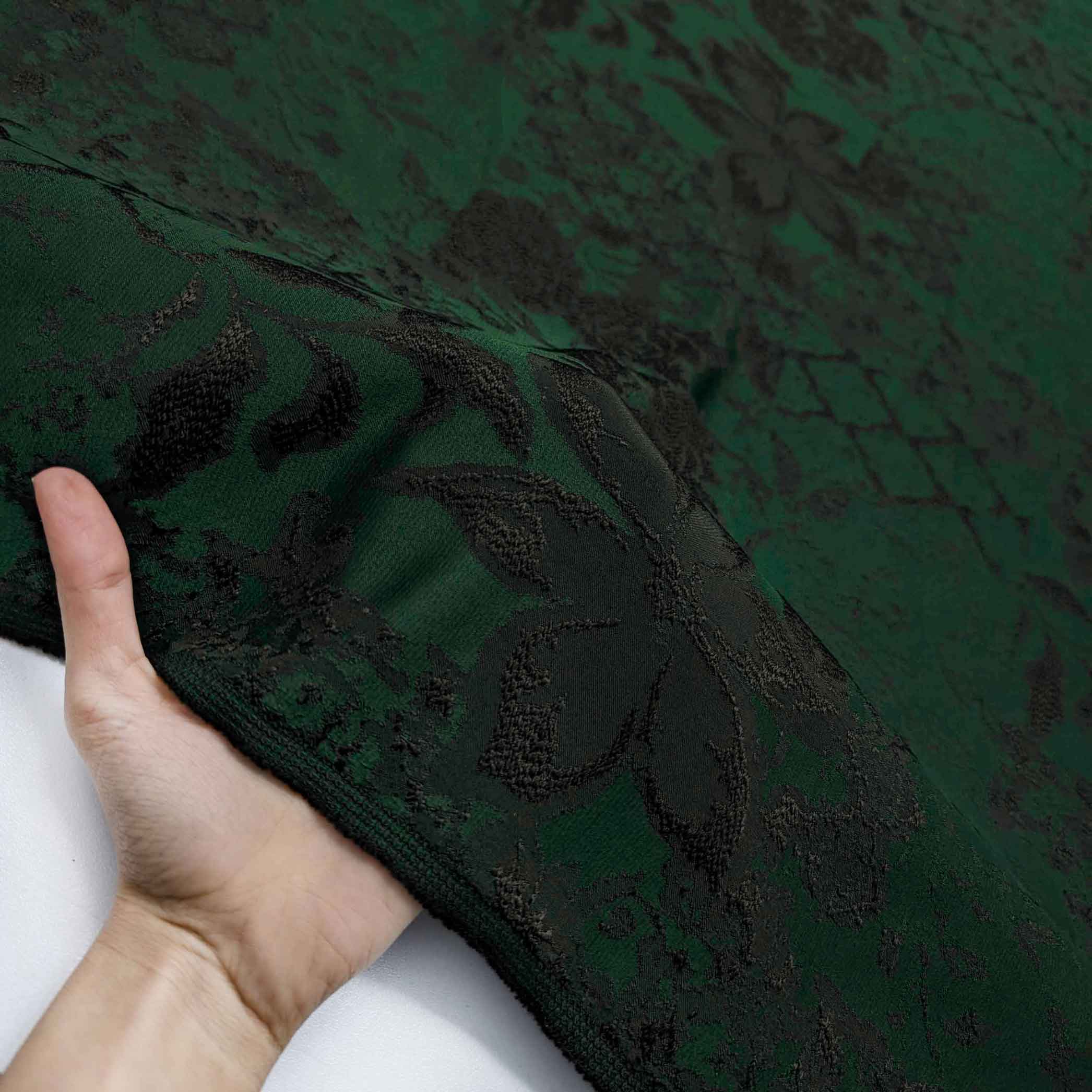 پارچه ژاکارد ویسکوز 197 رنگ سبز مشکی + 
