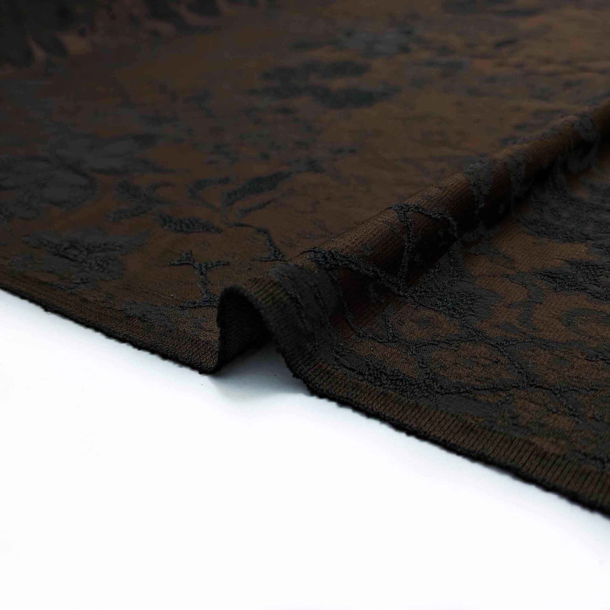 پارچه ژاکارد ویسکوز 197 رنگ شکلاتی مشکی + 