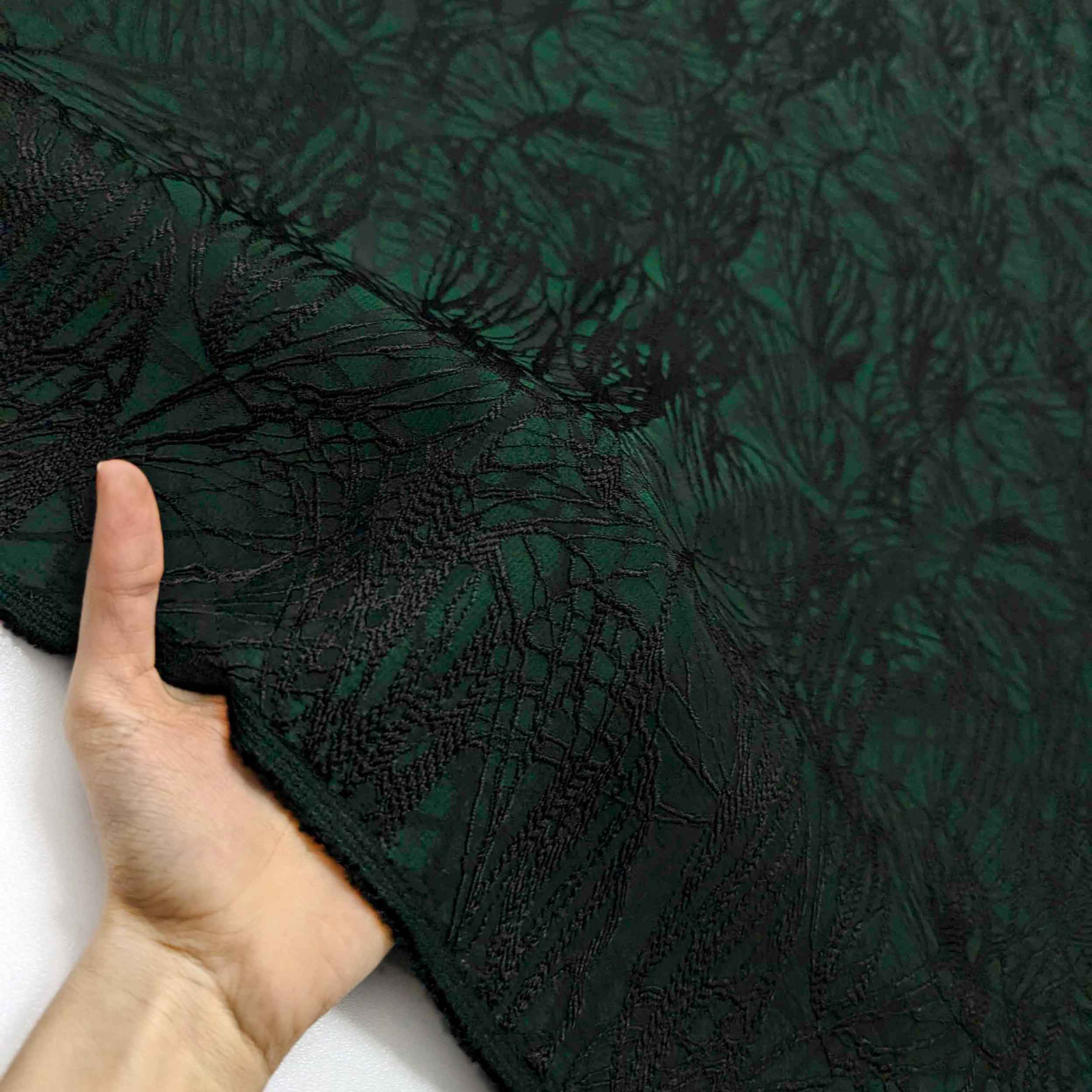 پارچه ژاکارد ویسکوز 206 رنگ سبز مشکی + 