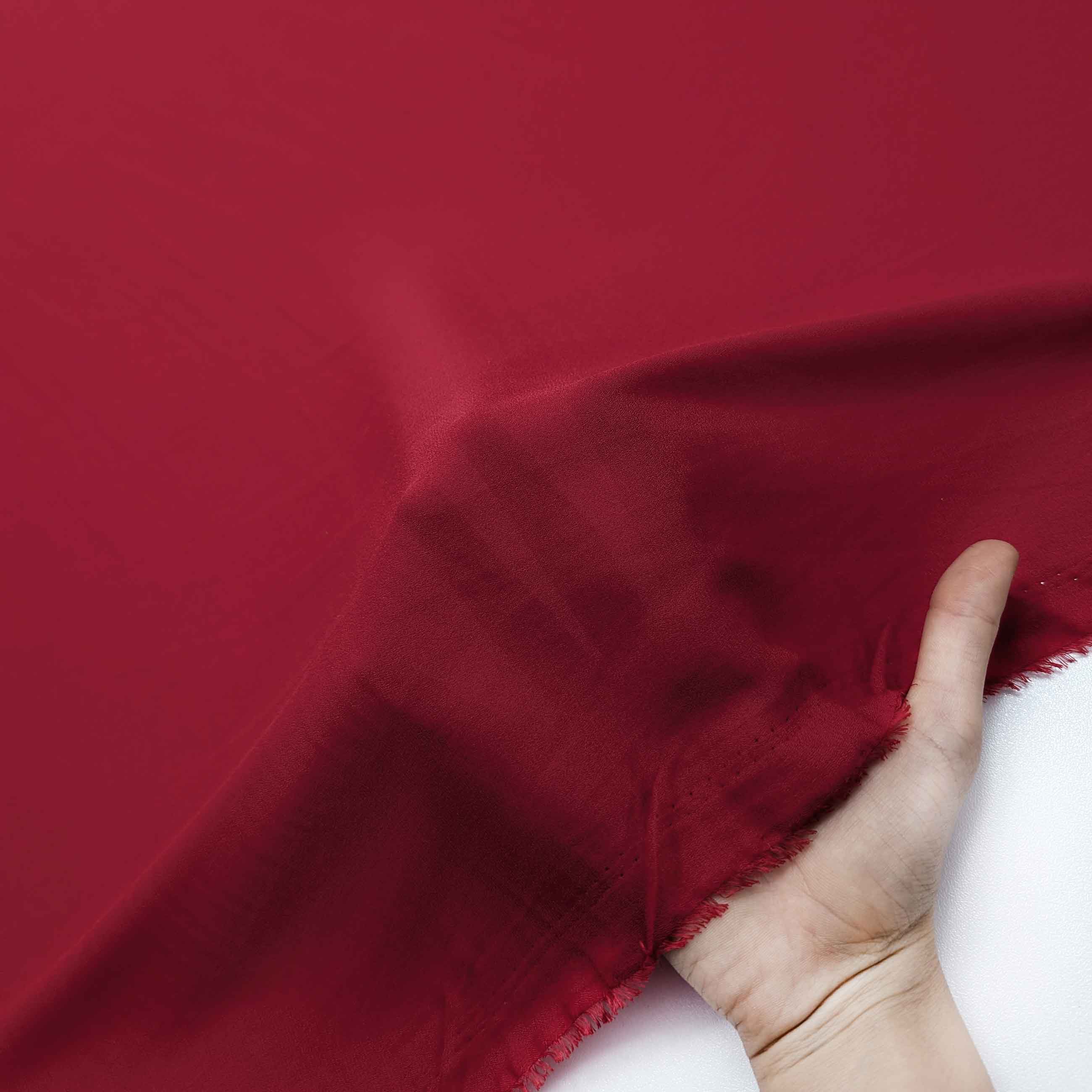 پارچه کرپ حریر ساده رنگ قرمز 