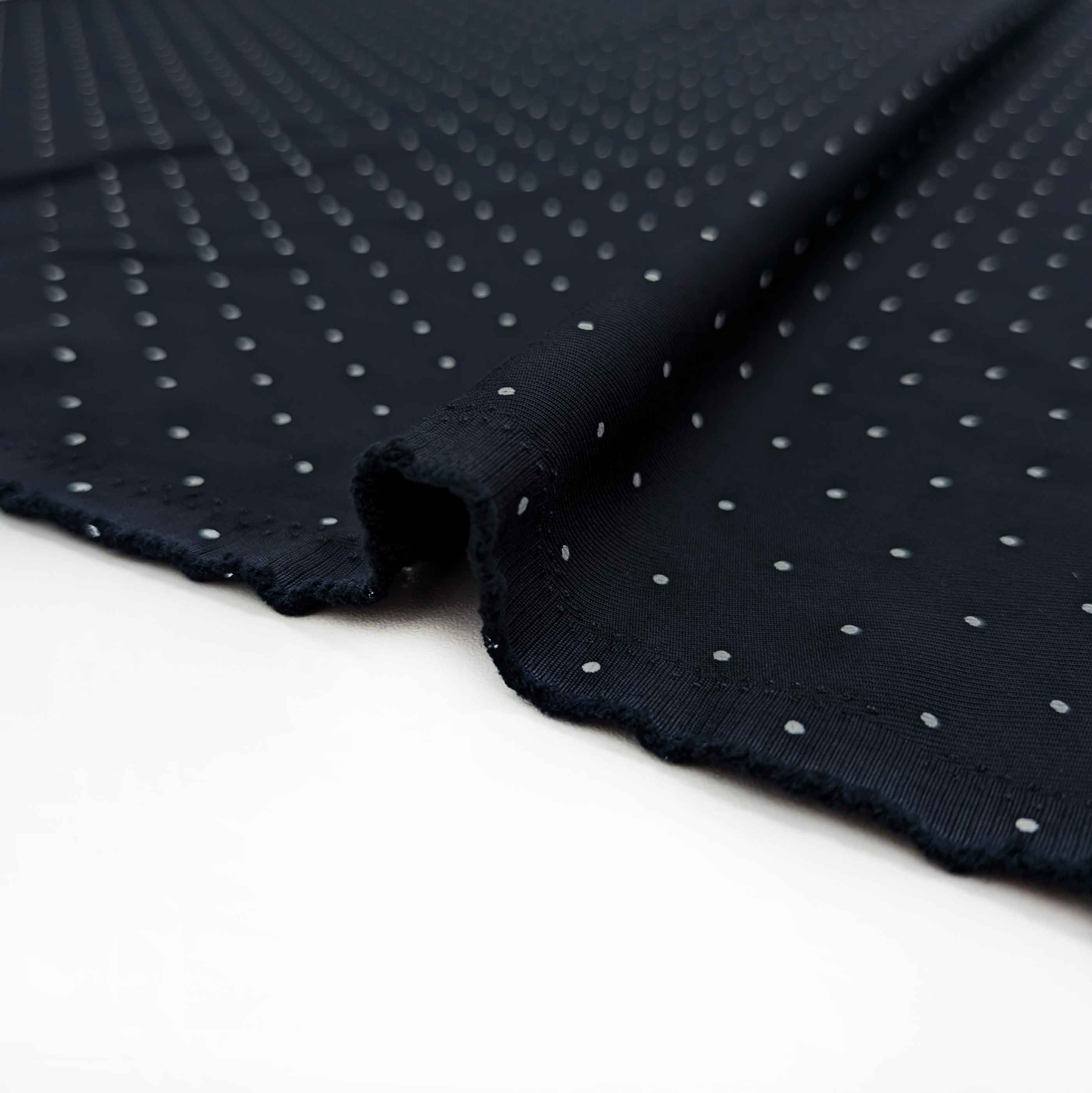 پارچه کتان سیلک خالدار رنگ سرمه ای 