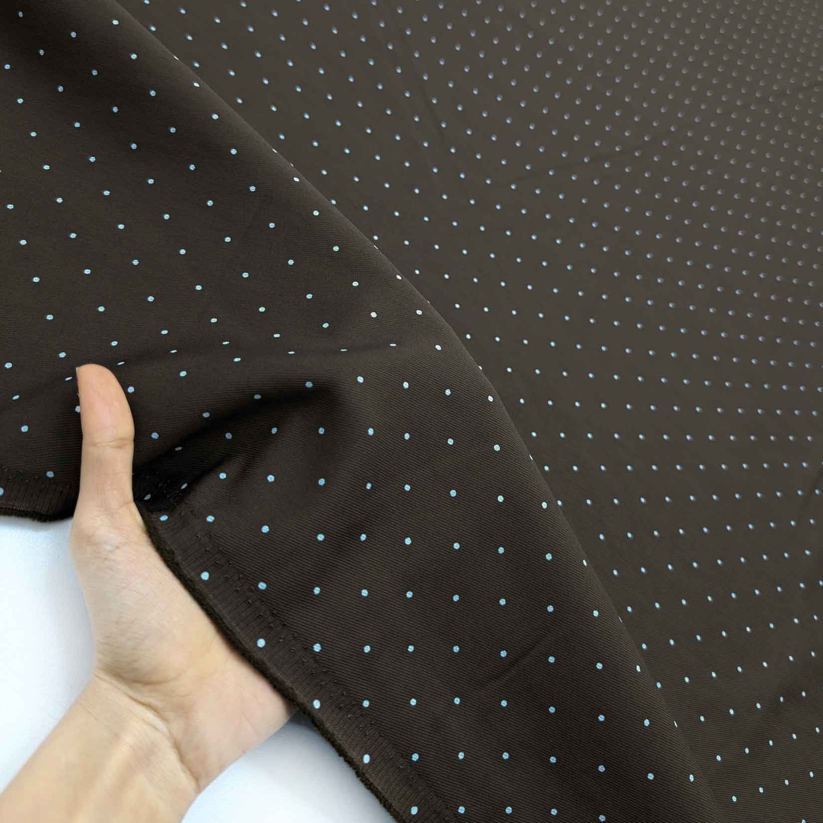 پارچه کتان سیلک خالدار رنگ شکلاتی 