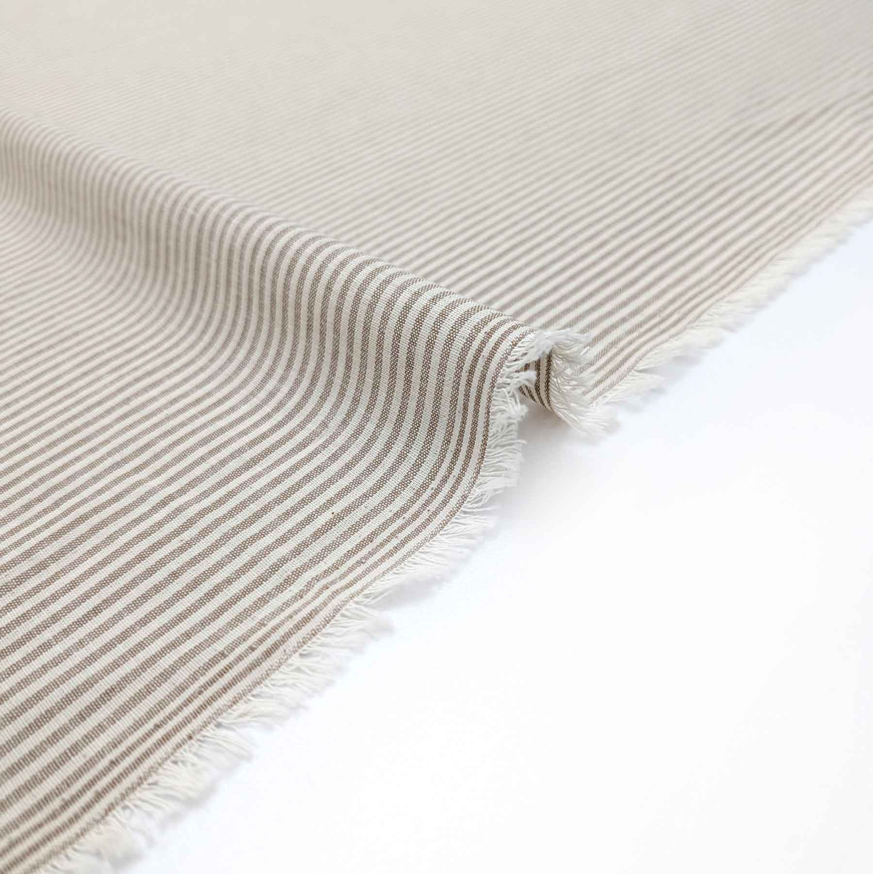 پارچه لینن راه راه ترک رنگ کرم 