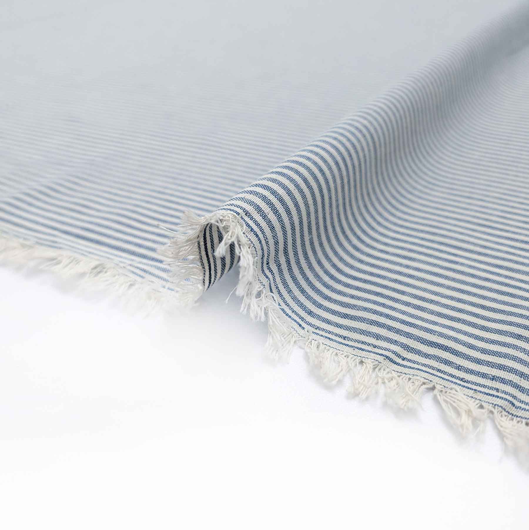 پارچه لینن راه راه ترک رنگ آبی 