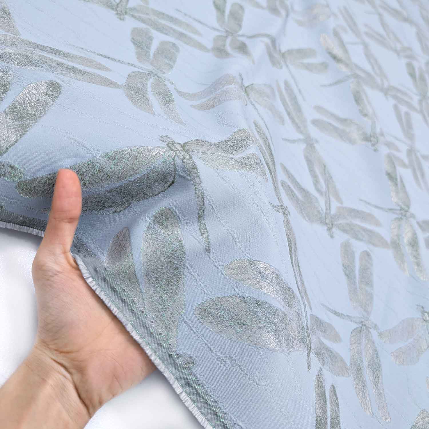 پارچه ژاکارد تافته 239 رنگ آبی یخی 