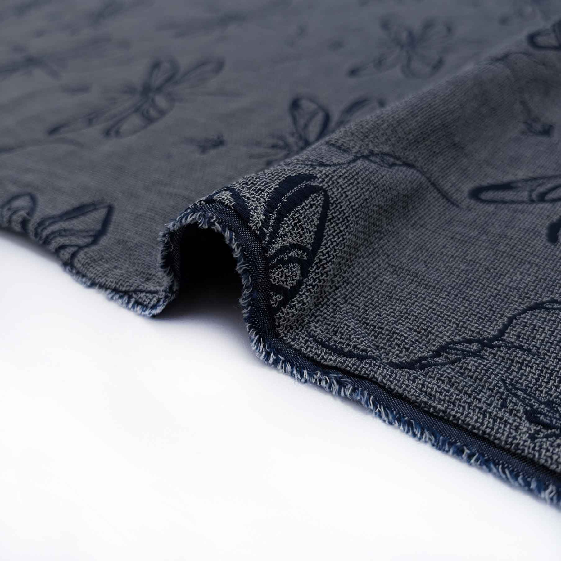 پارچه ژاکارد کنفی دولایه 241 رنگ سرمه ای 