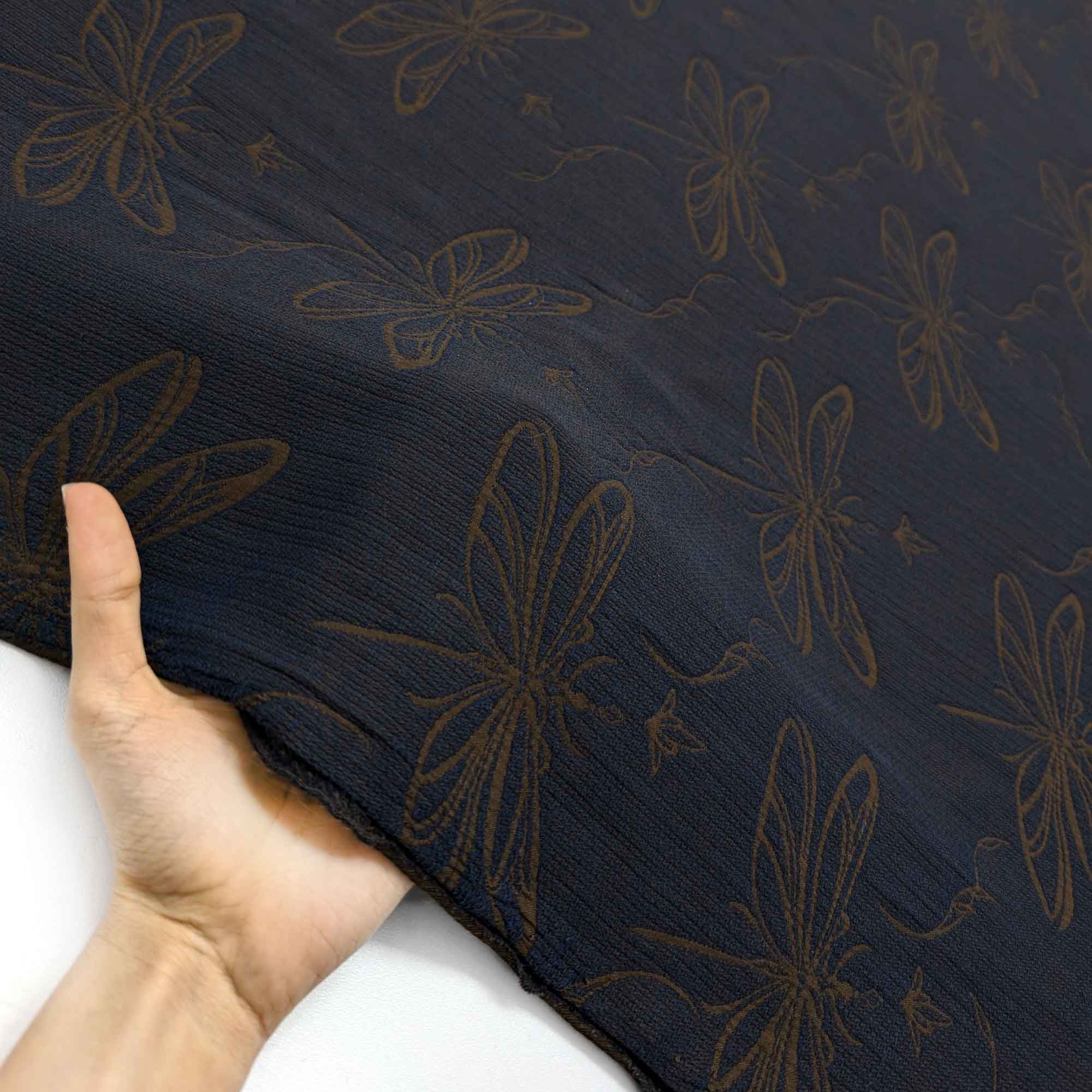 پارچه ژاکارد کنفی دولایه 241 رنگ سرمه ای شکلاتی 