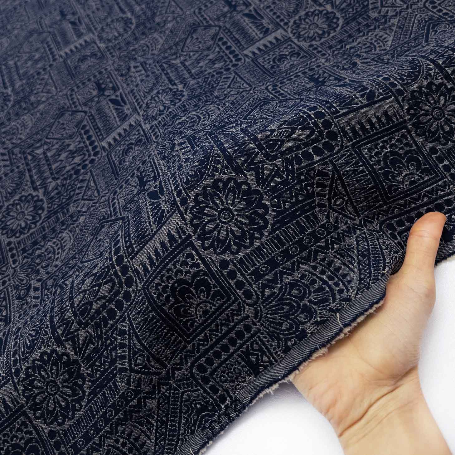 پارچه ژاکارد پنبه 244 رنگ سرمه ای 