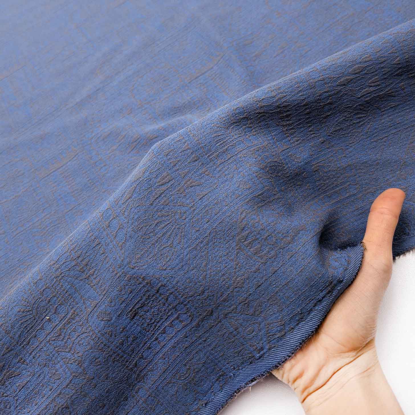 پارچه ژاکارد پنبه 244 رنگ آبی سایان 