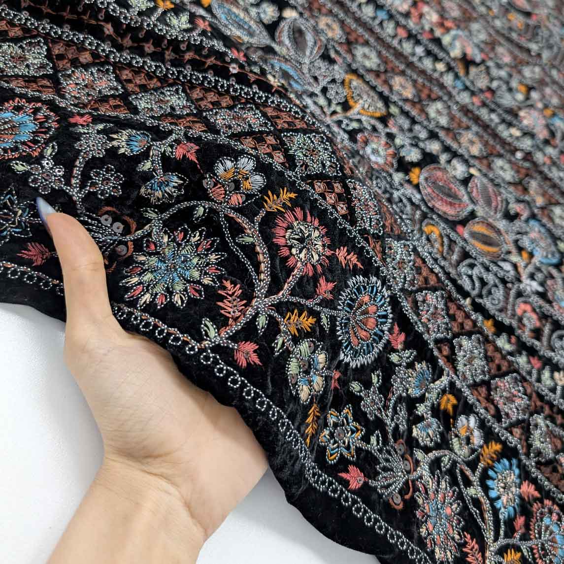 پارچه مخمل سوزندوزی هندی رنگ 66 