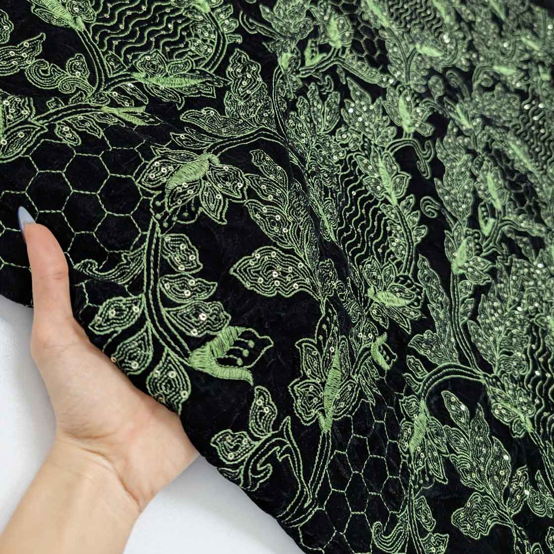 پارچه مخمل سوزندوزی هندی رنگ 207-1 