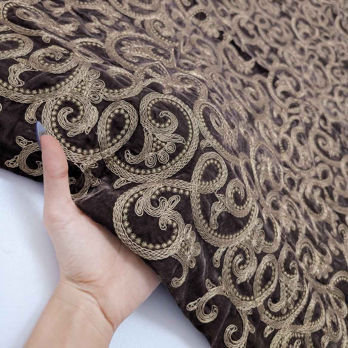پارچه مخمل سوزندوزی هندی رنگ 210-1 