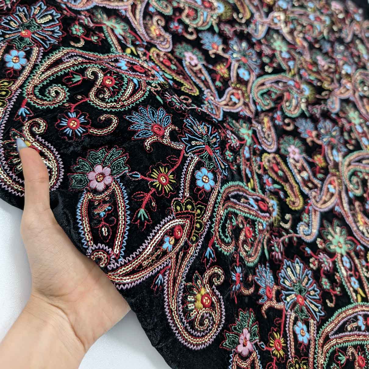 پارچه مخمل سوزندوزی هندی رنگ 212-1 
