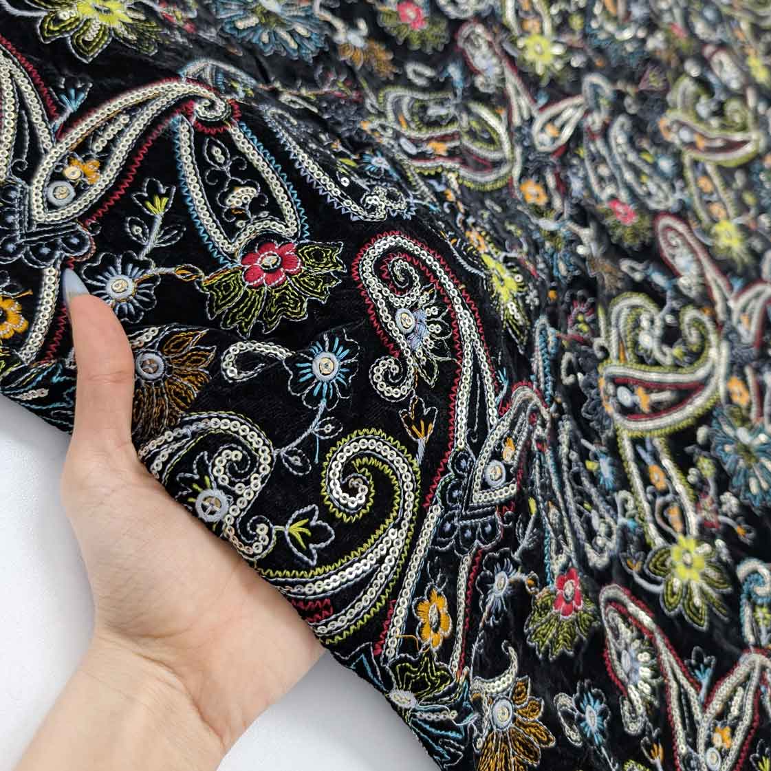 پارچه مخمل سوزندوزی هندی رنگ 212-3 
