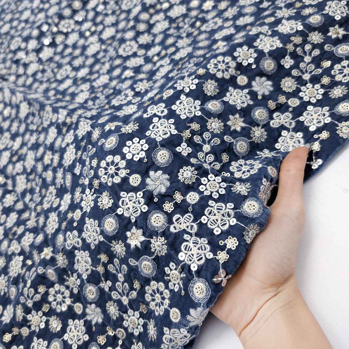 پارچه مخمل سوزندوزی هندی رنگ 216-2 